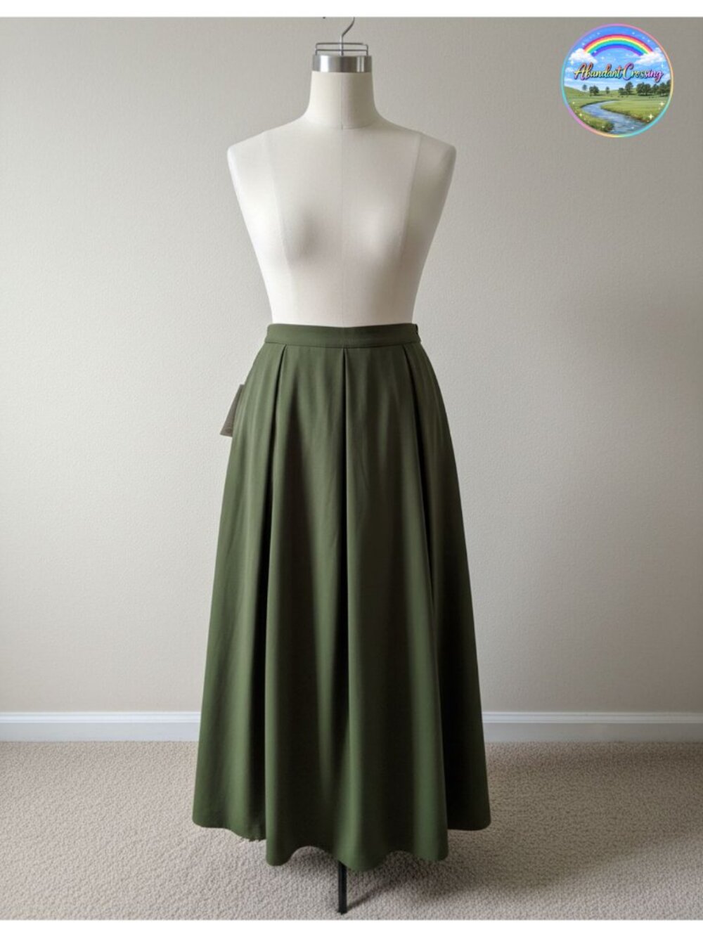 Midi A-Line High Waisted Flowy Skirt with Pockets